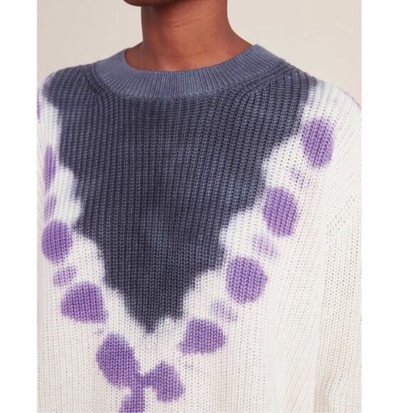 Anthropologie T.La Dahlia Tie Dye Crew Neck Sweater Thick Knit Chunky Size S - Picture 2 of 10